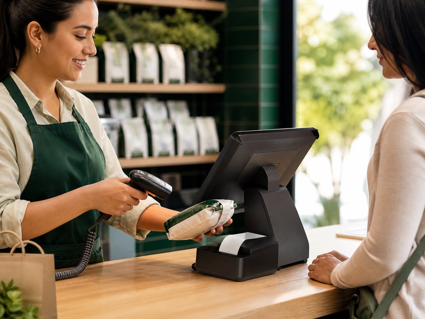 Venta rápida usando lector de código de barras y POS I4E